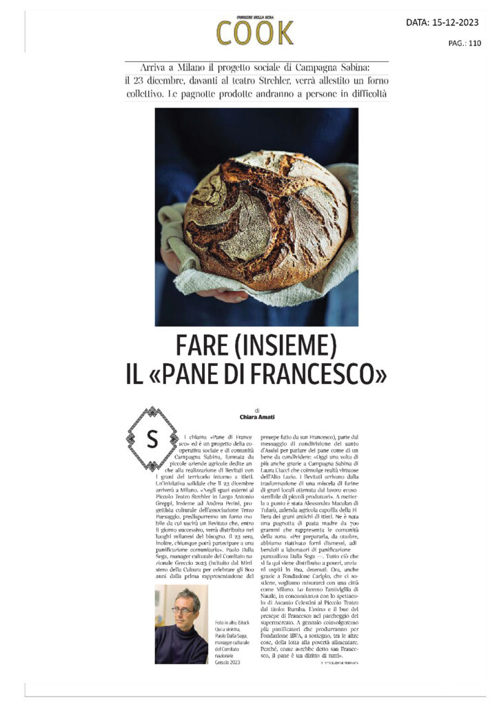 articolo cook corriere il pane di francesco a milano